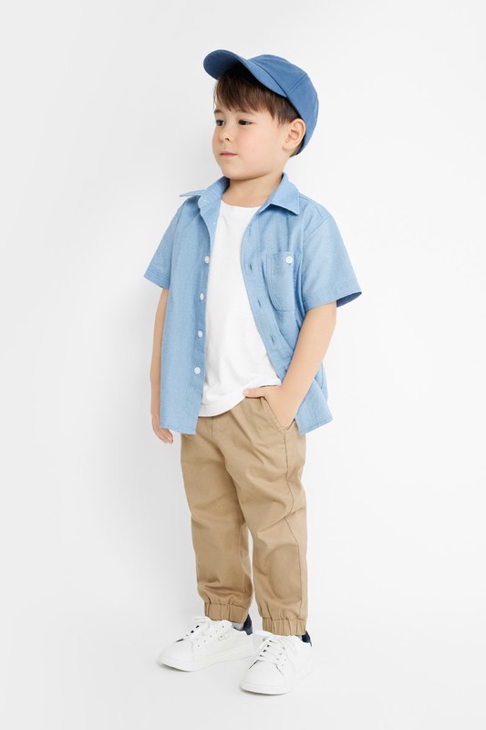 棉質彈性束口褲-童