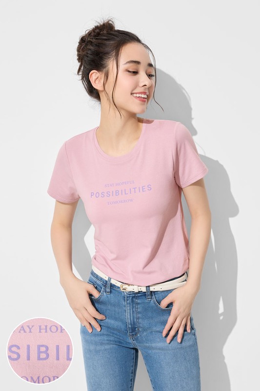 Bra文字印花圓領短袖T恤-女