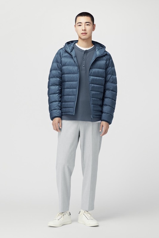 華夫格亨利領長袖T恤-男