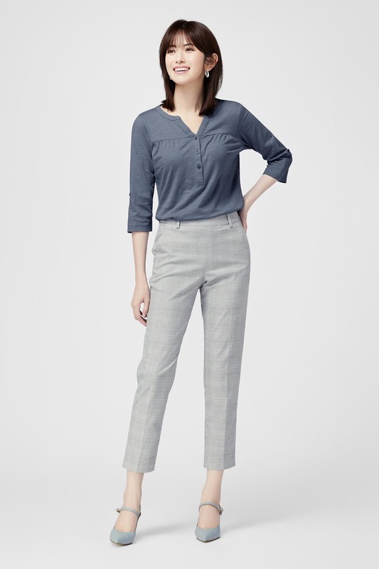 竹節棉反折袖上衣-女