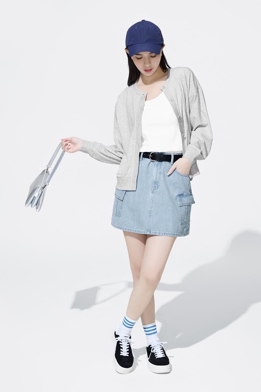 牛仔工裝連褲短裙-女