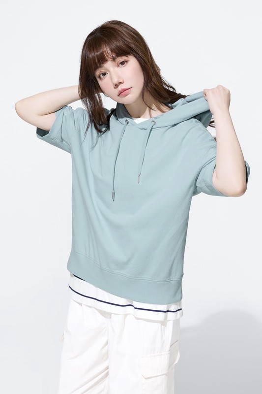 純棉厚寬版連帽上衣-女