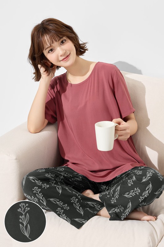 嫘縈Bra花草印花家居套裝-女