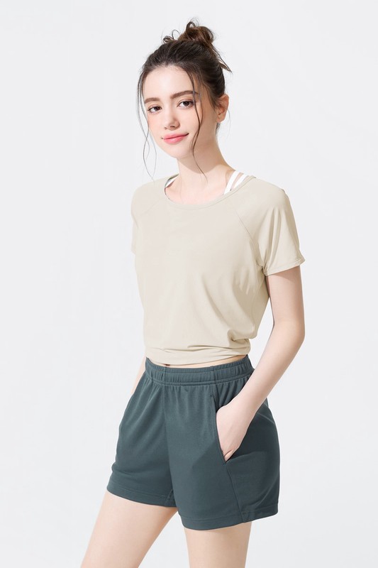運動開衩綁帶短袖T恤-女