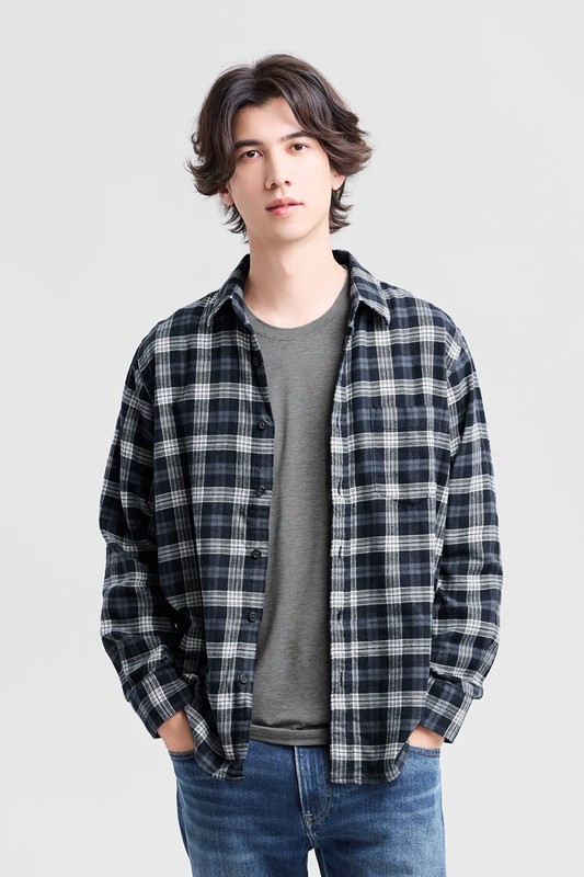 heatup圓領九分袖上衣-男