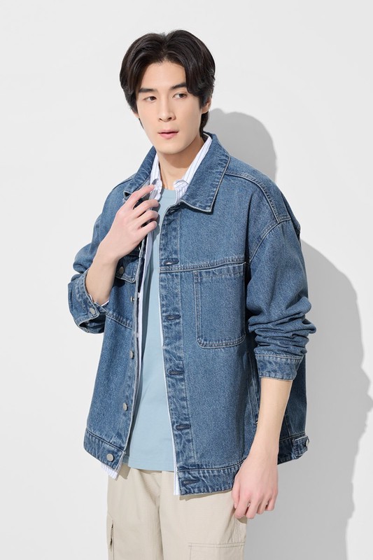 牛仔寬版外套-男