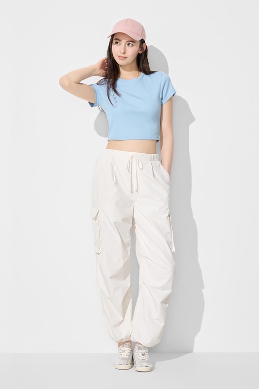 羅紋短版T恤-女