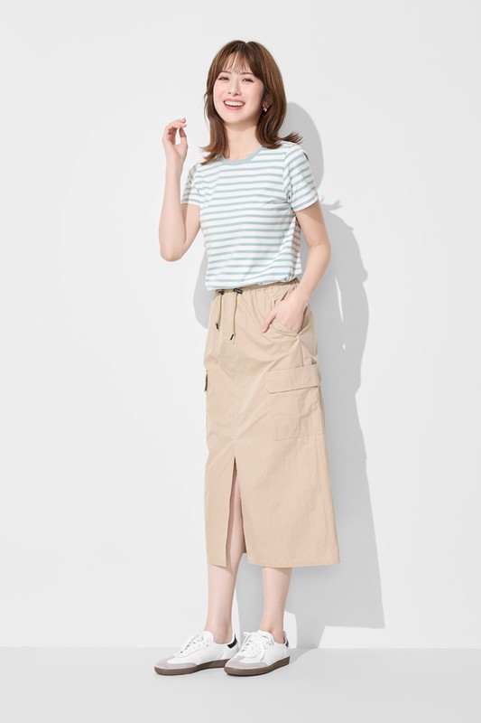 純棉條紋圓領T恤-女