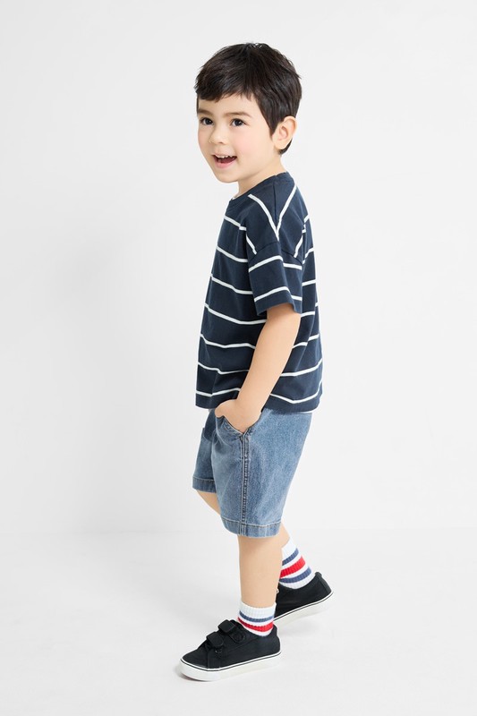 彈性牛仔輕便短褲-童