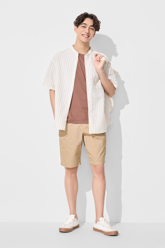 竹節棉口袋圓領T恤-男