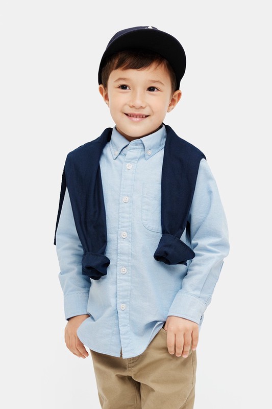 牛津長袖襯衫-童