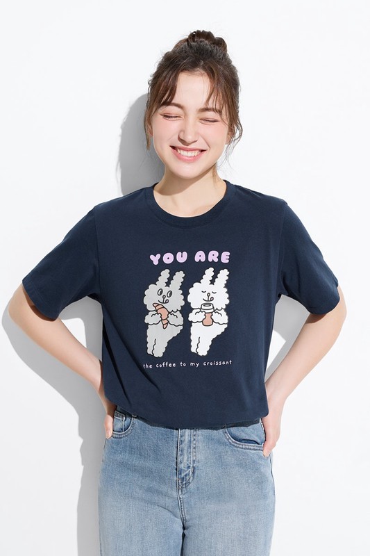 Bunni Konbiny寬版印花T恤-06-女