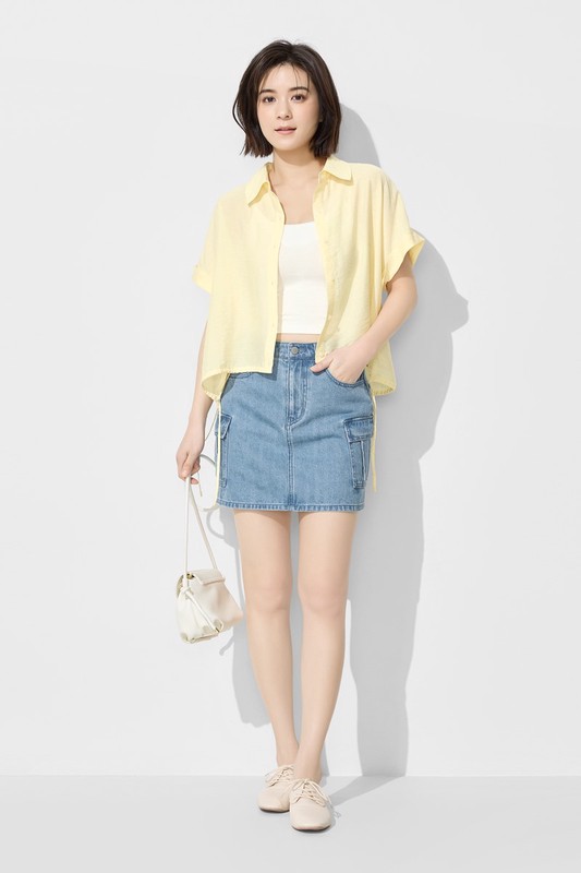 工裝牛仔連褲短裙-女