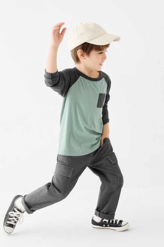 羅紋貼袋長褲-童