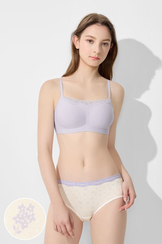 莫代爾蕾絲碎花中腰內褲-女