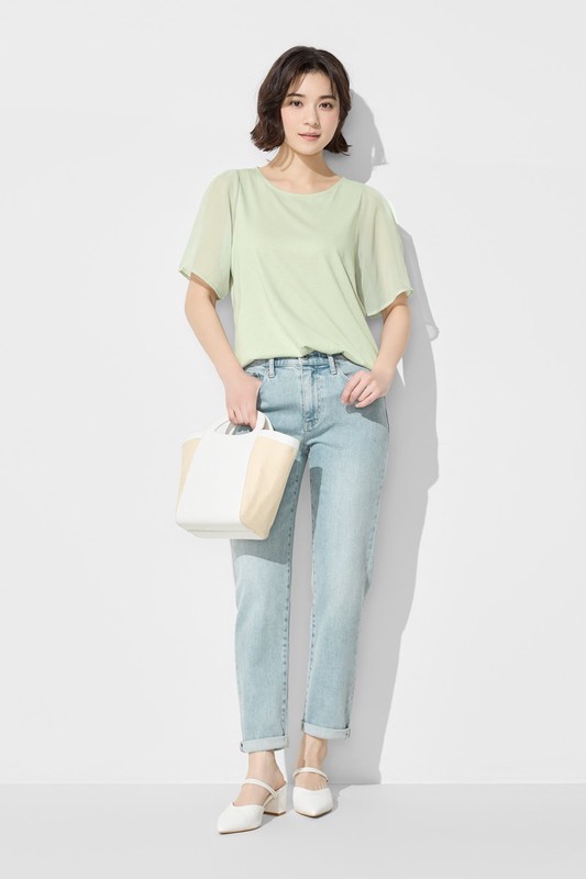 修身男友風九分牛仔褲-女