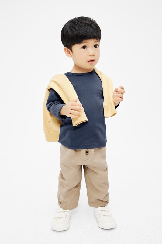 磨毛羅紋圓領長袖T恤-Baby