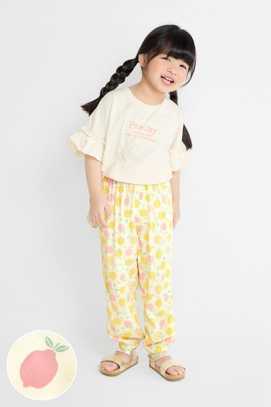 嫘縈印花束口褲-童