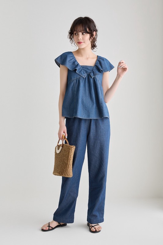 荷葉造型牛仔上衣-女