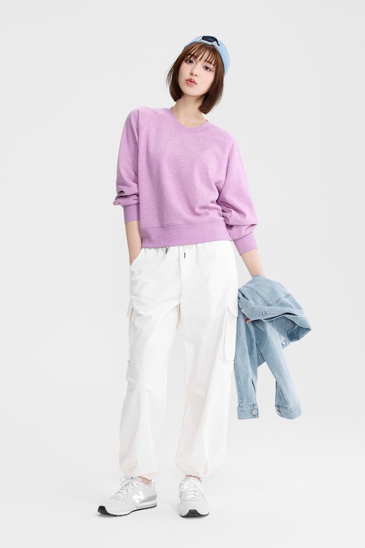 毛圈寬版休閒圓領衫-女