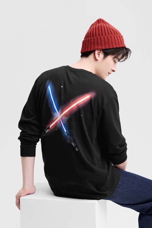 STAR WARS系列寬版長袖印花T恤-01-男