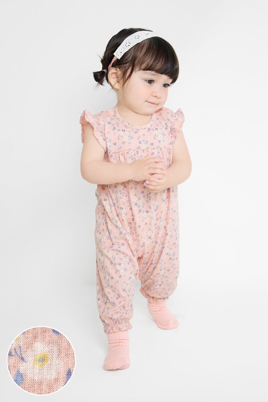 荷葉袖碎花連身衣-Baby