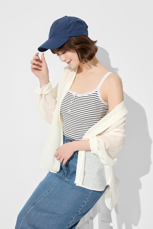 Bra條紋蕾絲細肩帶背心-女