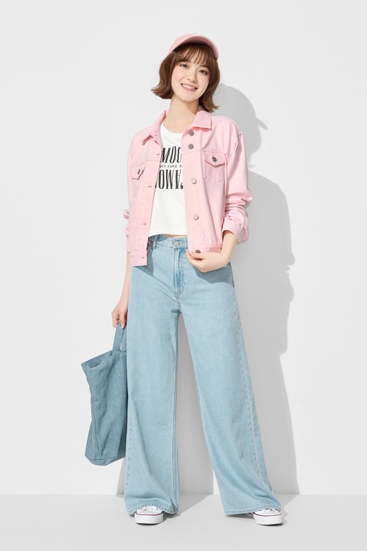 多色牛仔寬鬆短版外套-女