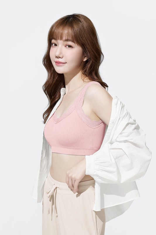 可拆式無縫Bra短版蕾絲背心-女