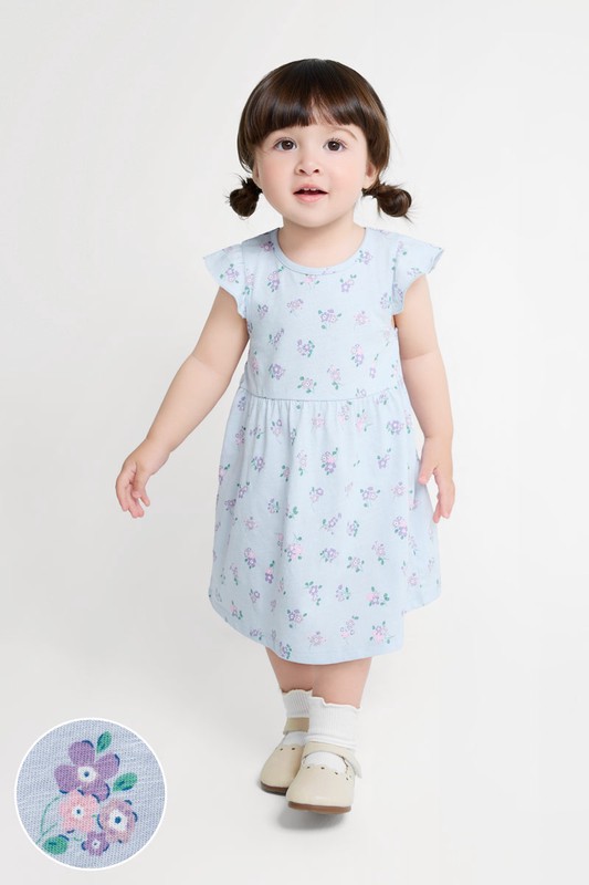 竹節棉荷葉袖花卉洋裝-Baby