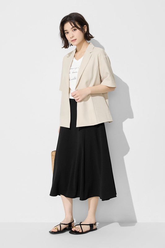 輕柔寬襬八分裙-女