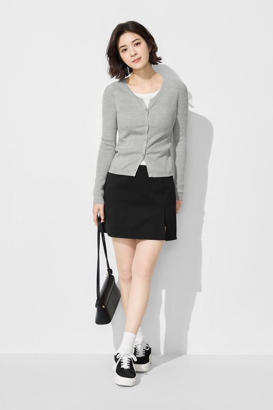 開衩連褲短裙-女