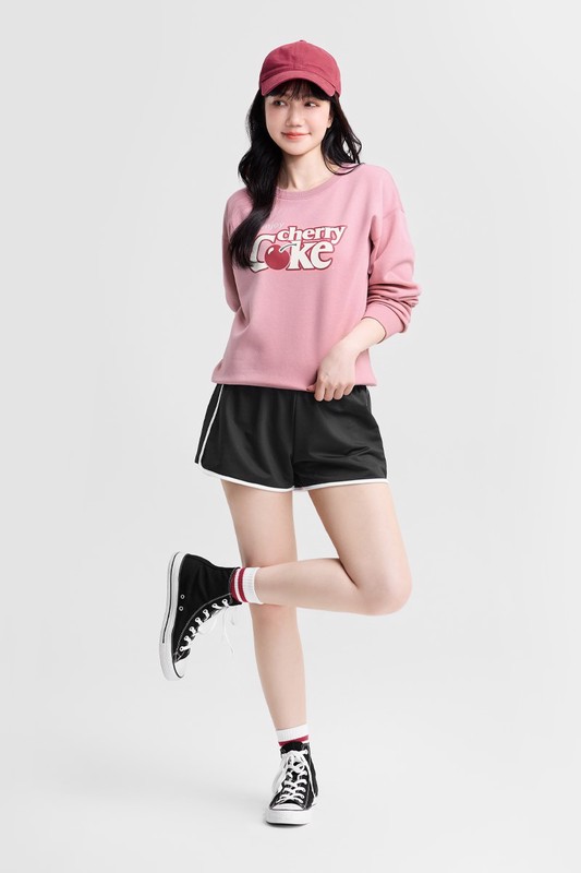 可口可樂刷毛印花圓領衫-06-女