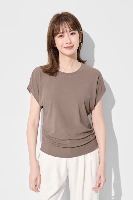 輕柔連袖抽皺T恤-女