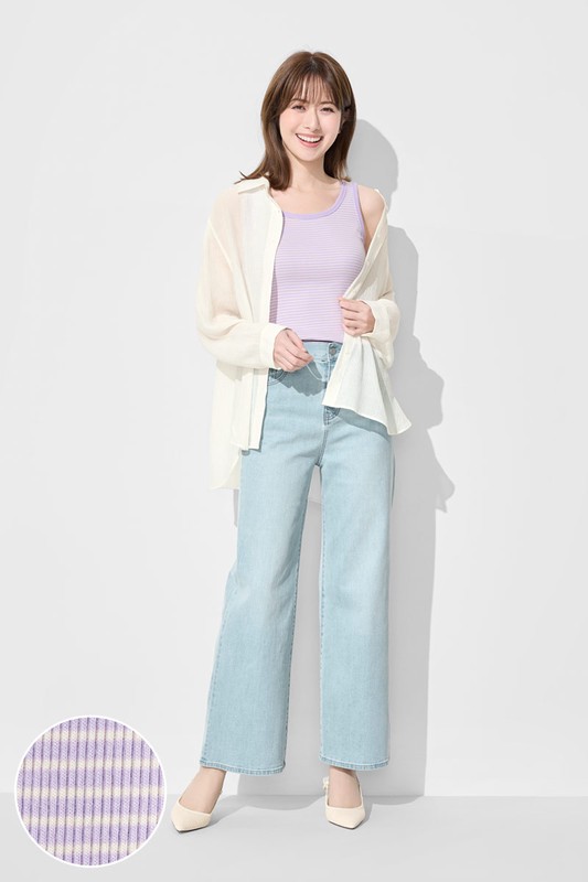 羅紋條紋背心-女