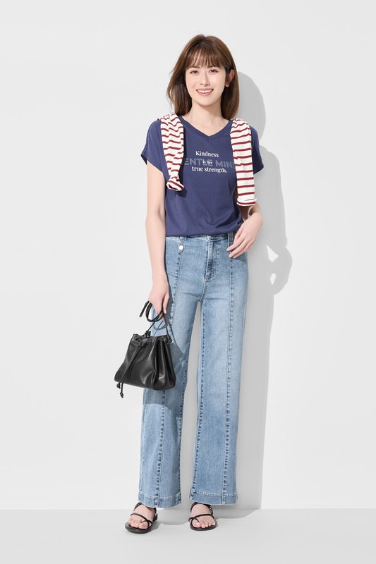 立體剪裁高腰靴型牛仔褲-女