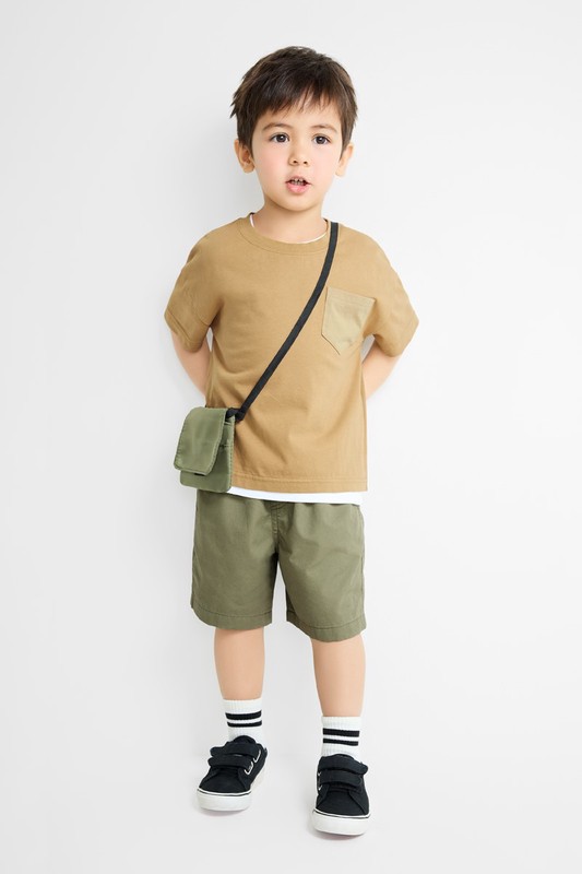 純棉寬版口袋T恤-童