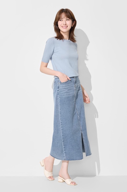 圓領五分袖針織衫-女