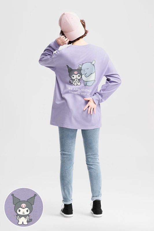 三麗鷗寬長版長袖印花T恤-04-女