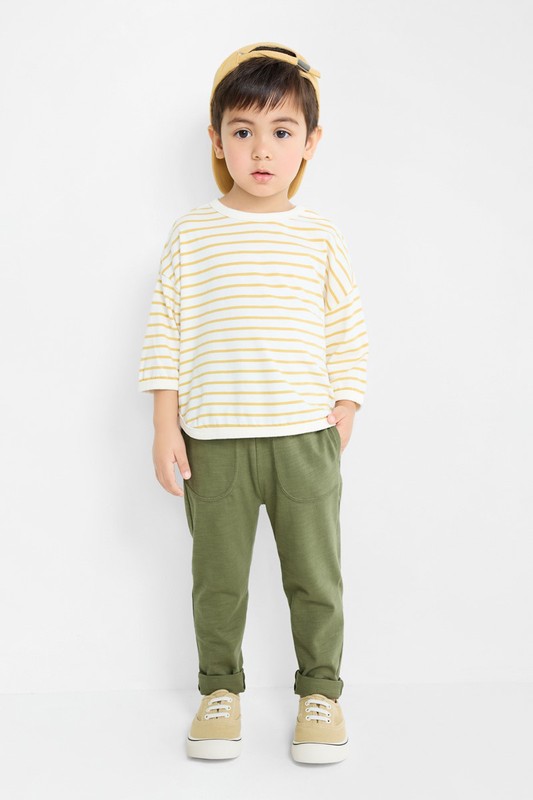 竹節棉口袋長褲-童