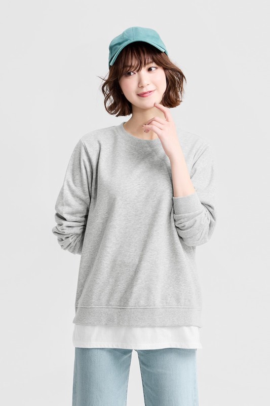 毛圈假兩件寬版上衣-女