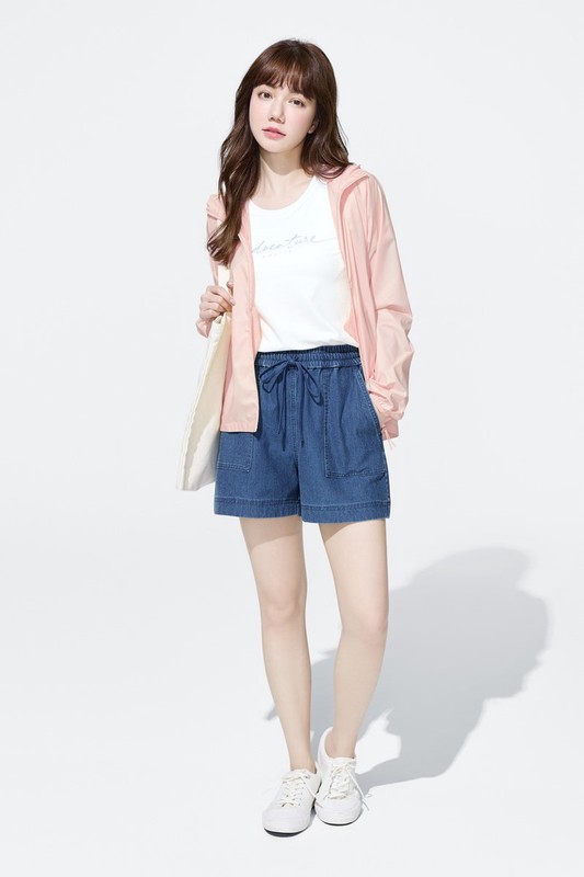 針織牛仔短褲-女