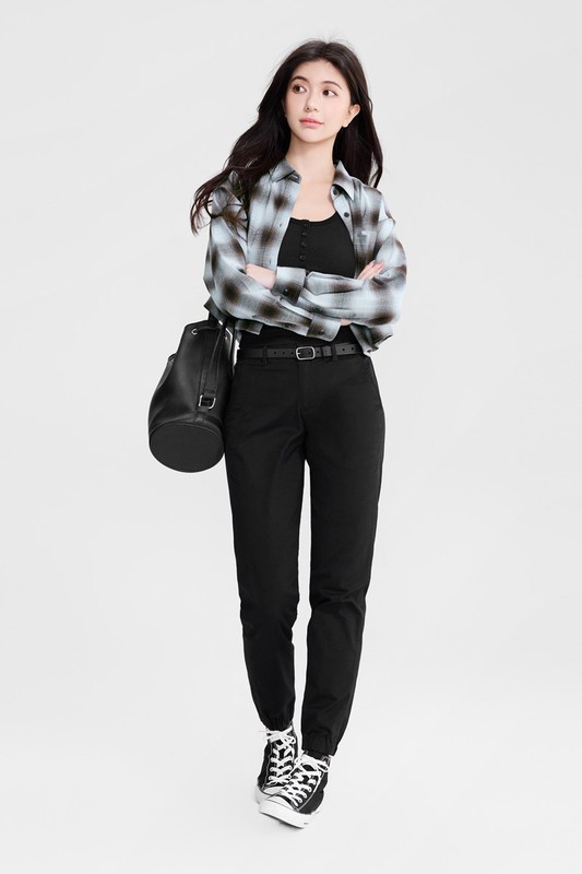 棉質束口褲-女