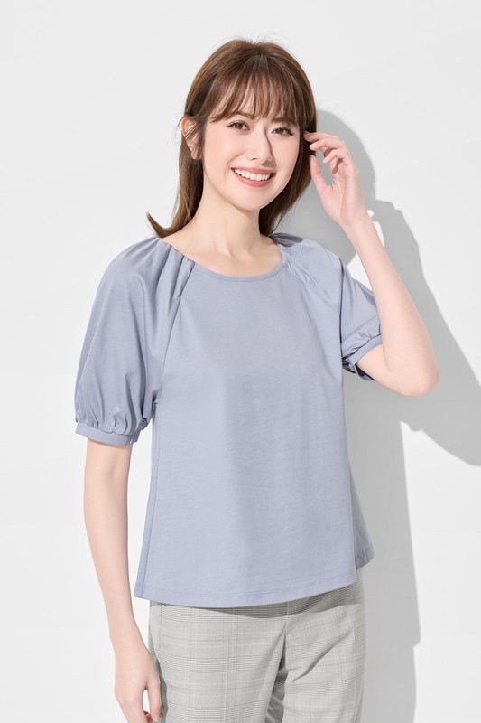 絲光棉泡泡袖上衣-女