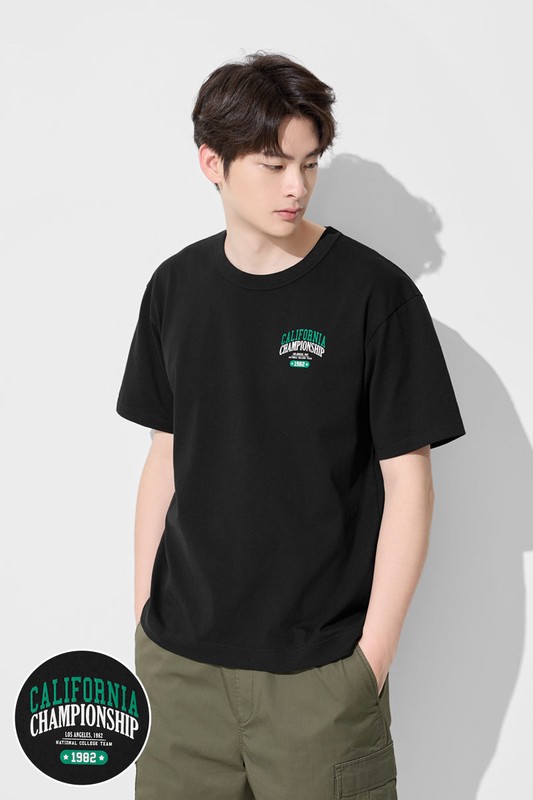 粗紡寬版文字印花T恤-02-男