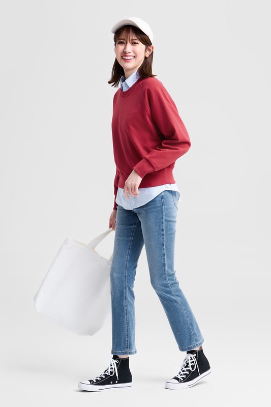 毛圈寬版休閒圓領衫-女