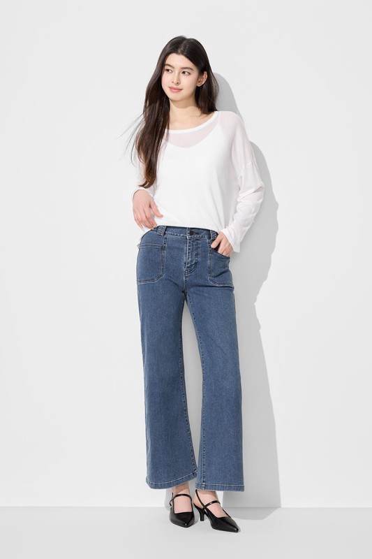 透膚寬鬆短版針織衫-女