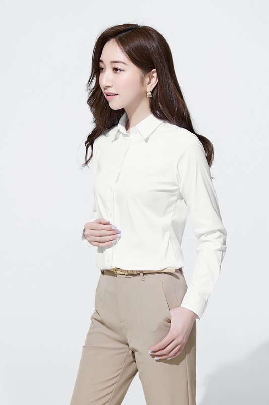 商務彈性長袖襯衫-女