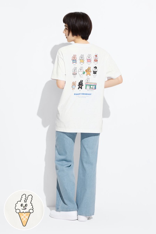 Bunni Konbiny寬長版印花T恤-08-女