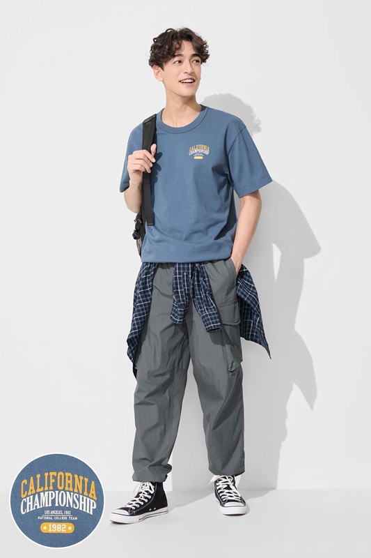 粗紡寬版文字印花T恤-02-男